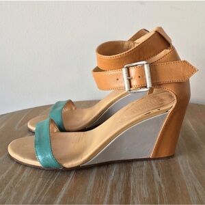 Maison Martin Margiela Tan and Green Wedge Sandals 38.5/8.5US